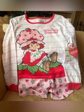 Strawberry Shortcake Girls Pink Stripe Pajama Set